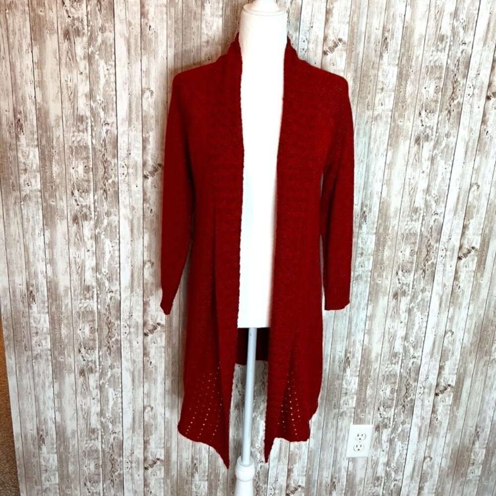 Christopher & Banks Red Long Cardigan Sweater size Med Petite